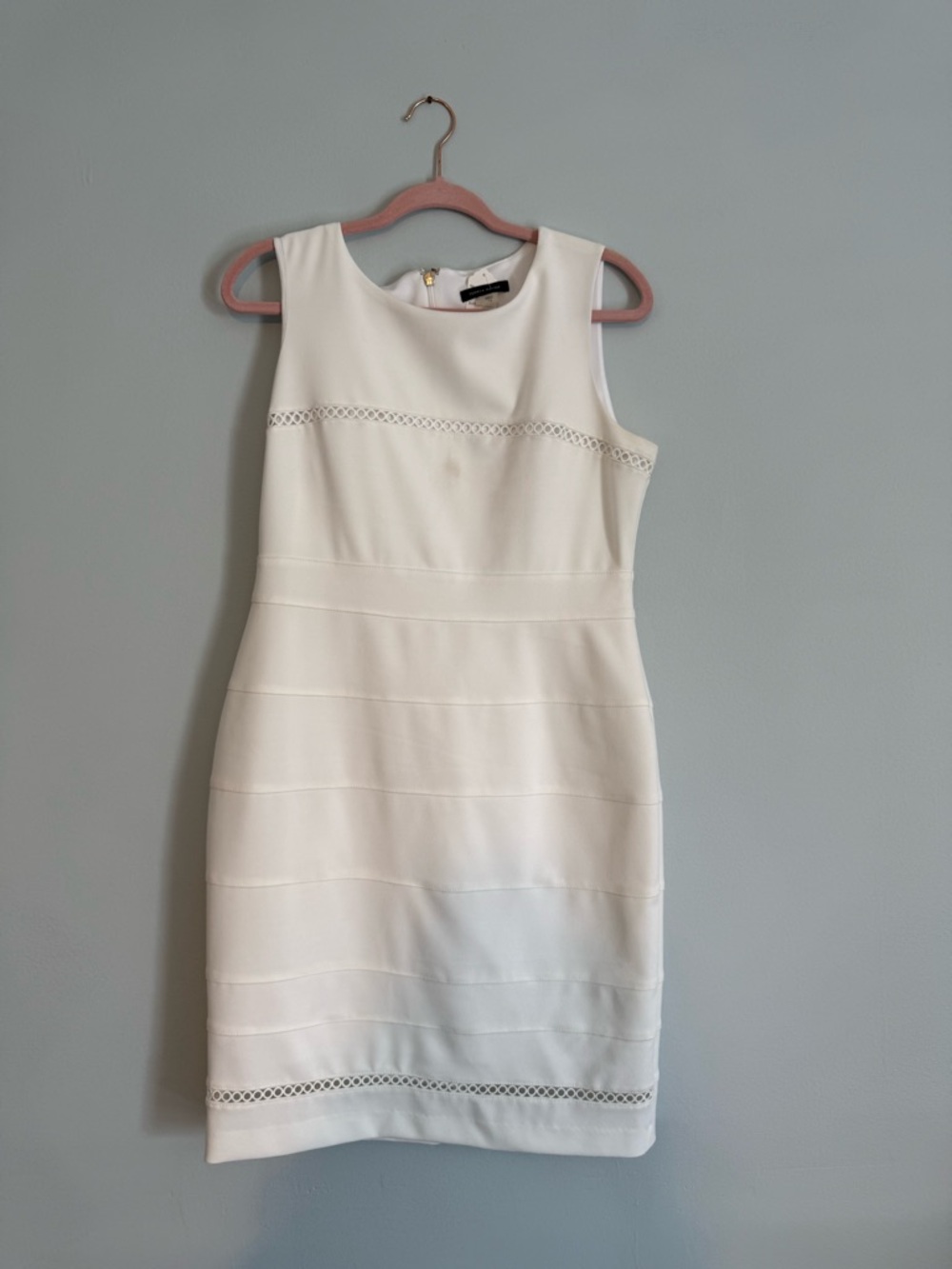 TOMMY HILFIGER Womens White Sleeveless Jewel Neck Fit + Flare Dress 12